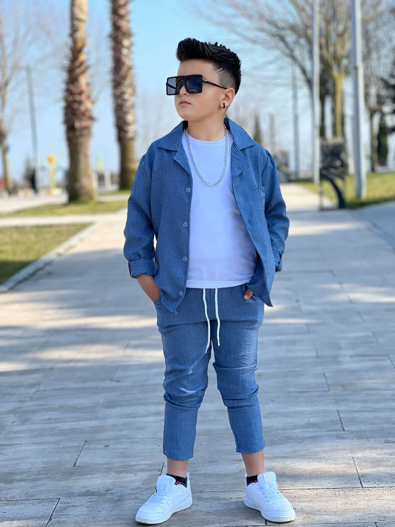 MODAVALS KOL KATLAMALI KETEN GÖMLEK & BELİ LASTİKLİ KETEN PANTOLO