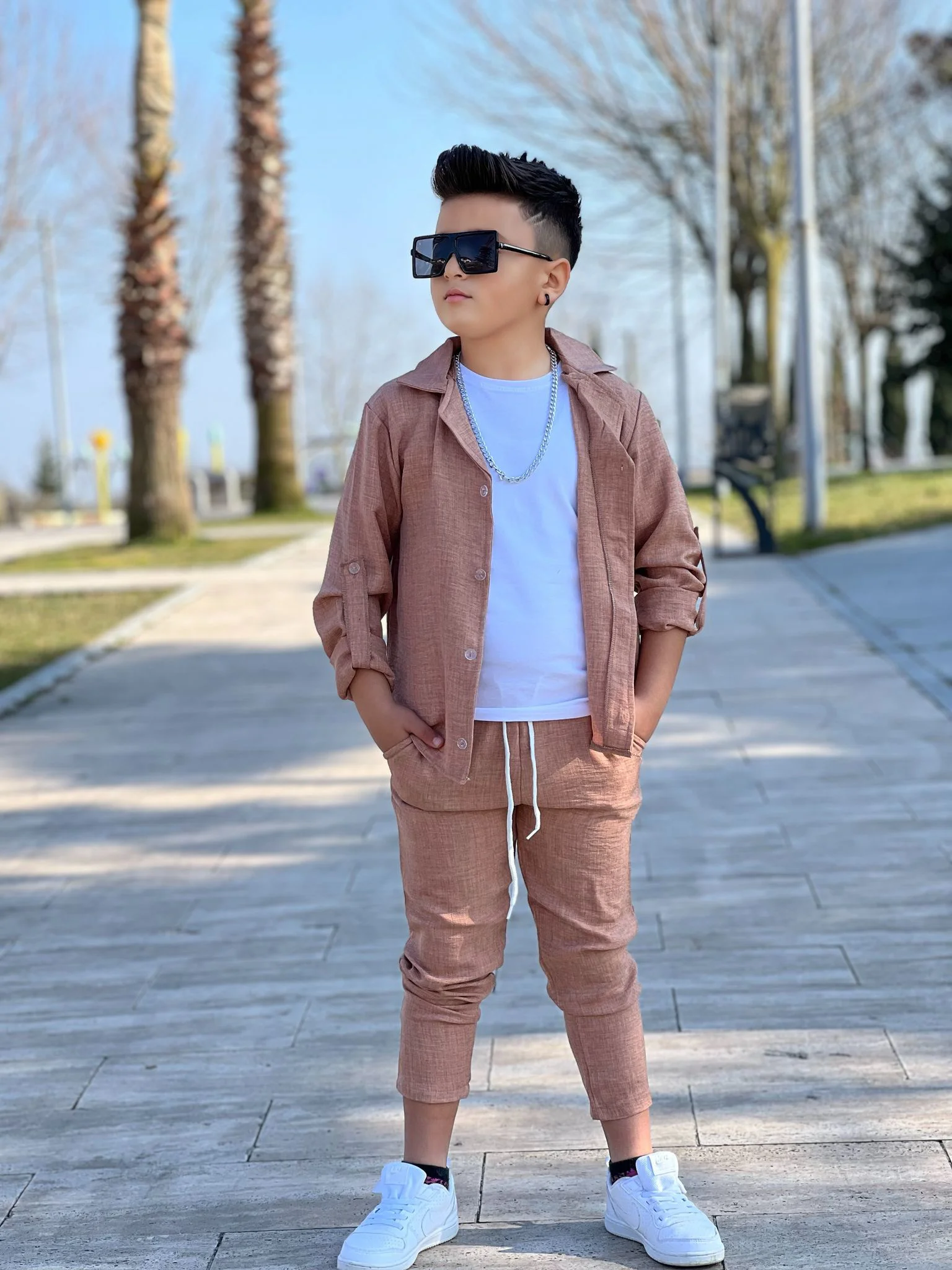 MODAVALS KOL KATLAMALI KETEN GÖMLEK & BELİ LASTİKLİ KETEN PANTOLO