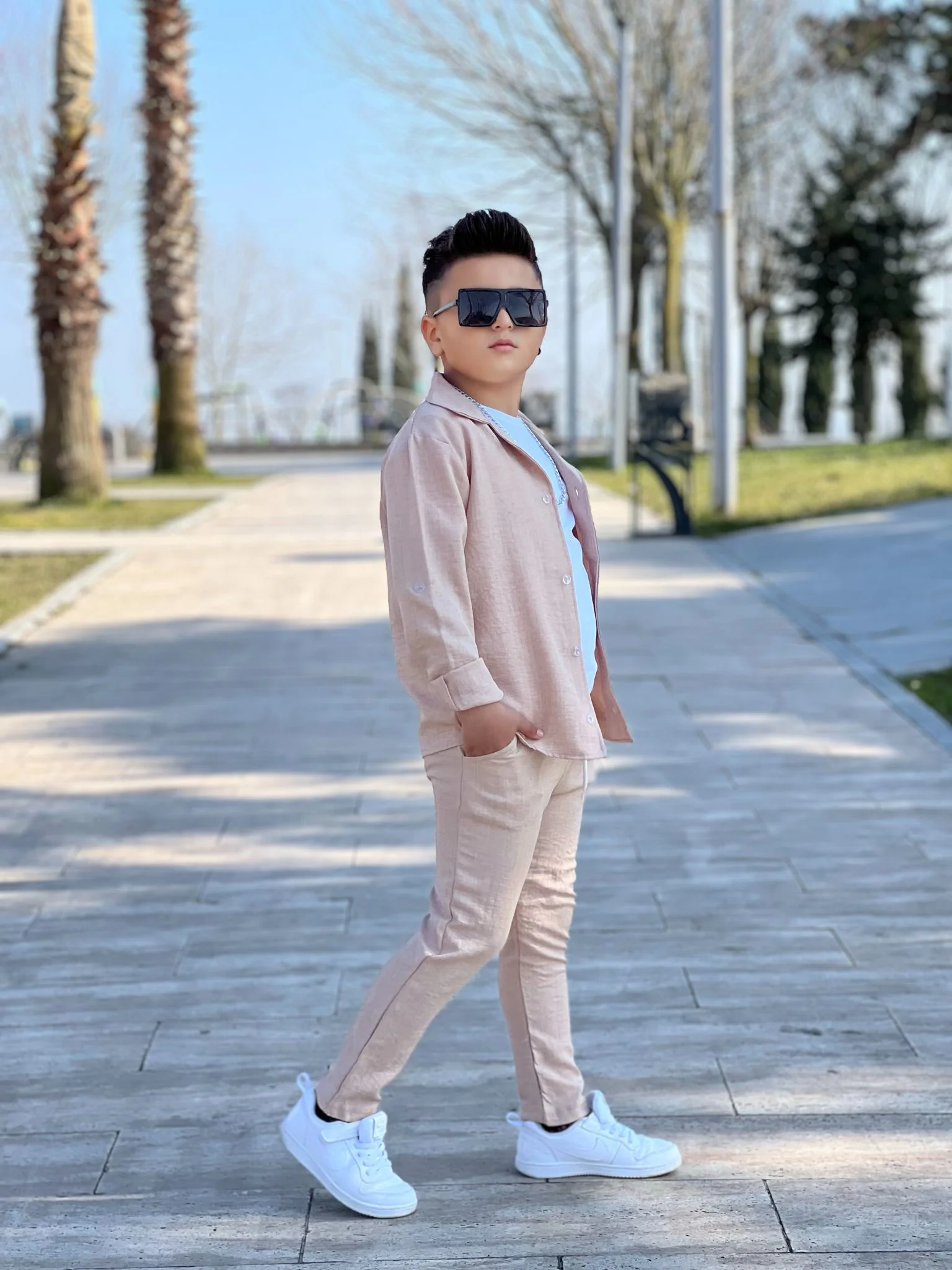 MODAVALS KOL KATLAMALI KETEN GÖMLEK & BELİ LASTİKLİ KETEN PANTOLO