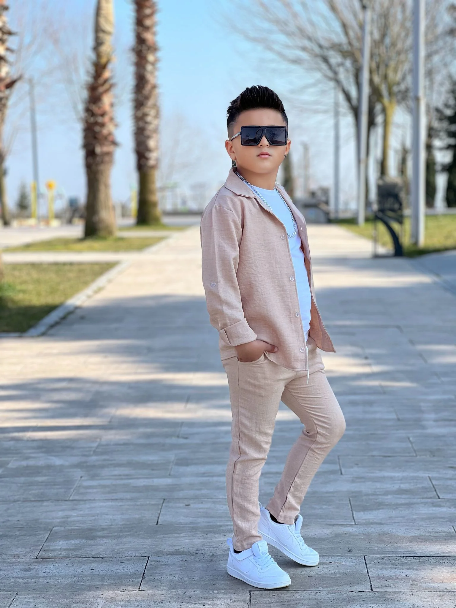 MODAVALS KOL KATLAMALI KETEN GÖMLEK & BELİ LASTİKLİ KETEN PANTOLO