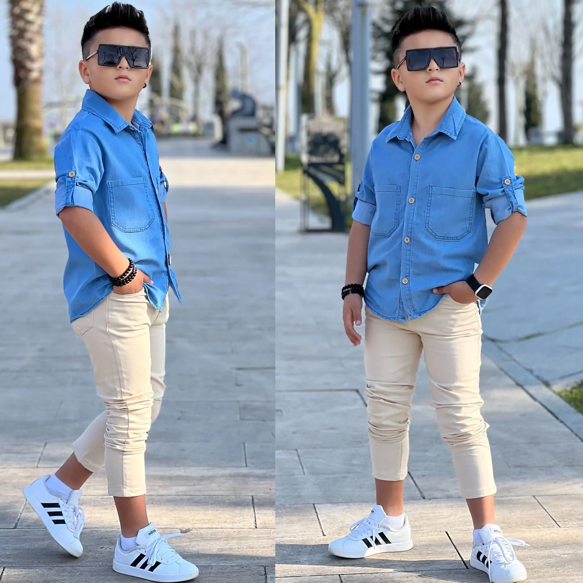 MODAVALS LYOCELL DENİM GÖMLEK GABARDİN PANTOLON ERKEK ÇOCUK ALT &