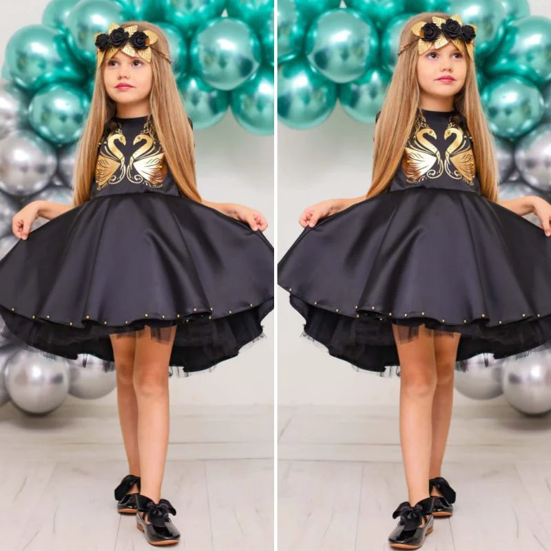 MODAVALS SİYAH İNCİ NAKIŞLI VARAK DETAYLI ÖZEL TASARIM KIZ ÇOCUK 