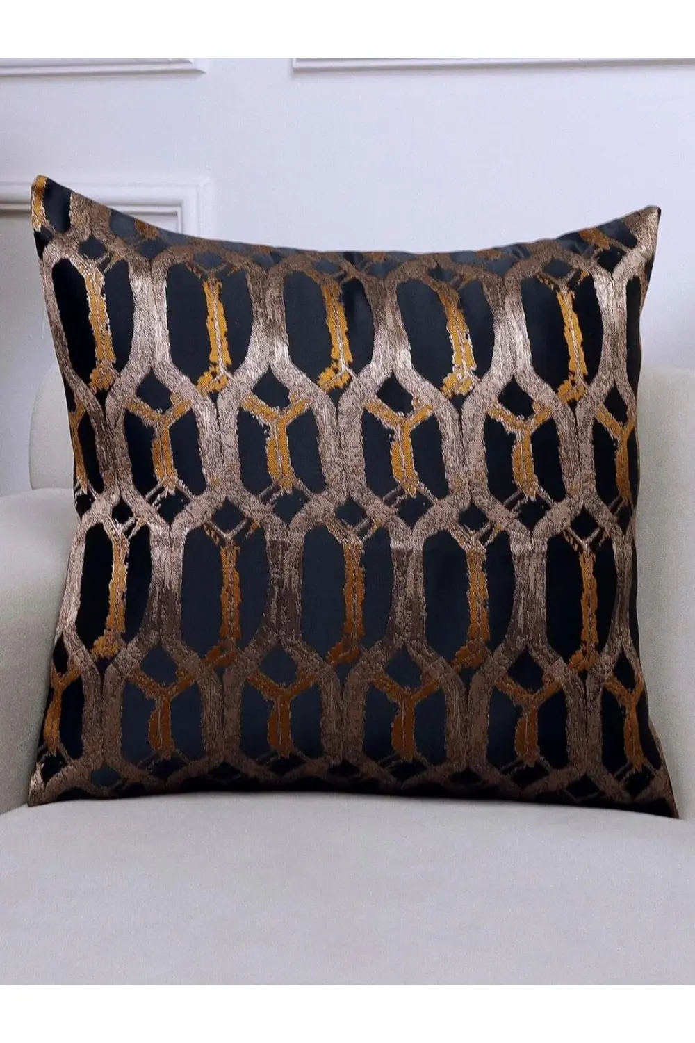 modaview Hexagon Siyah Renkli Desenli 50x50 Kare Kırlent Kılıfı b