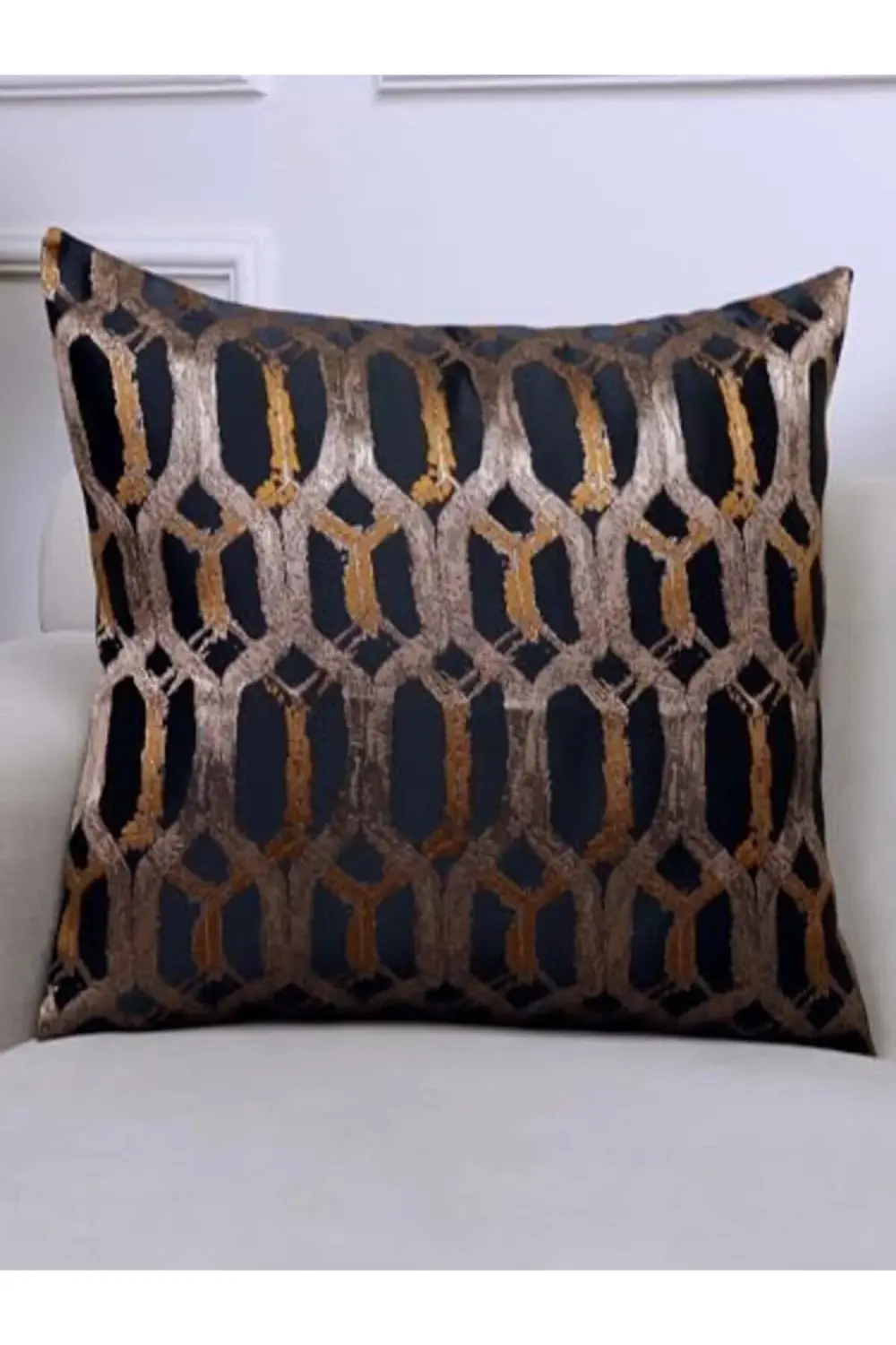 modaview Hexagon Siyah Renkli Desenli 50x50 Kare Kırlent Kılıfı b