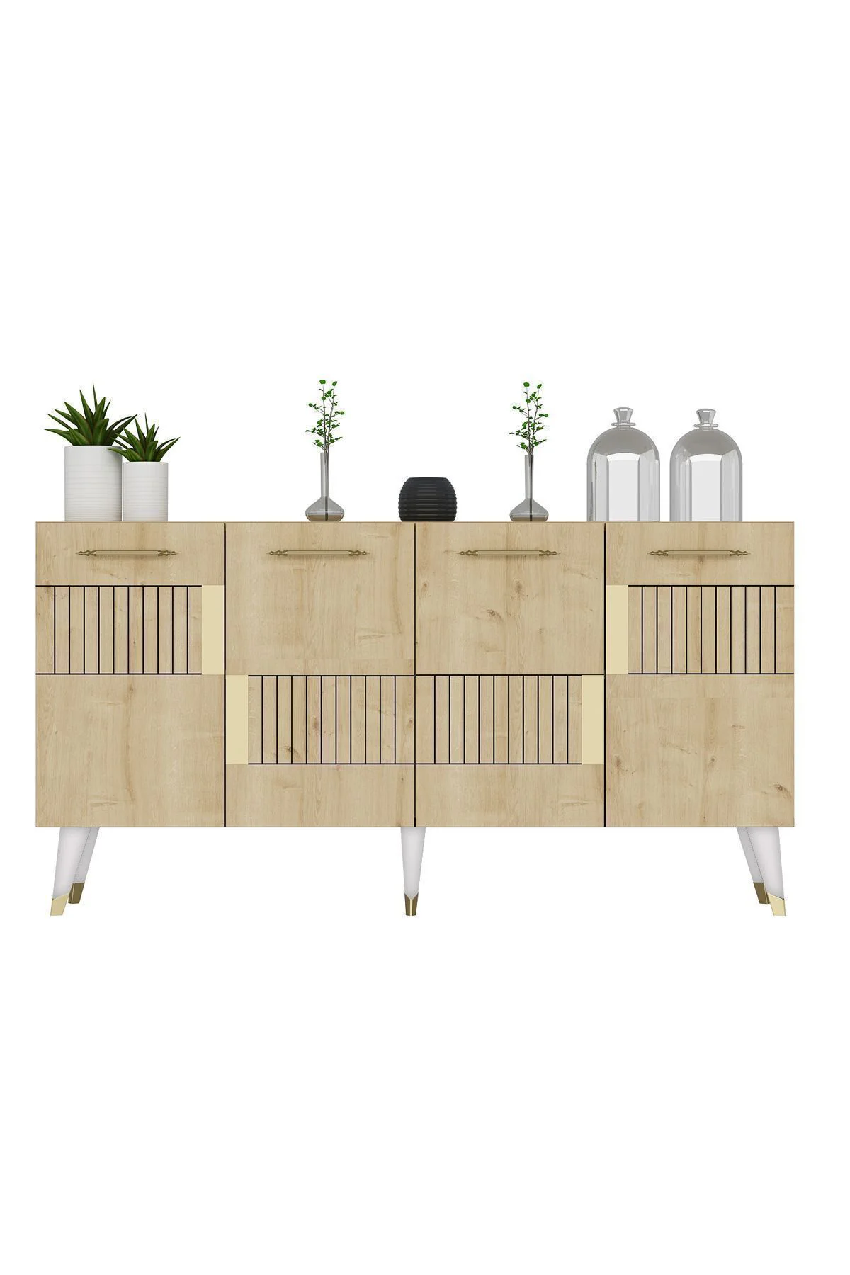 MODDA KONSOL 4 KAPAKLI BEYAZ-ALTIN