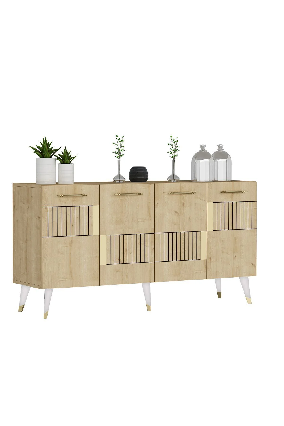 MODDA KONSOL 4 KAPAKLI BEYAZ-ALTIN