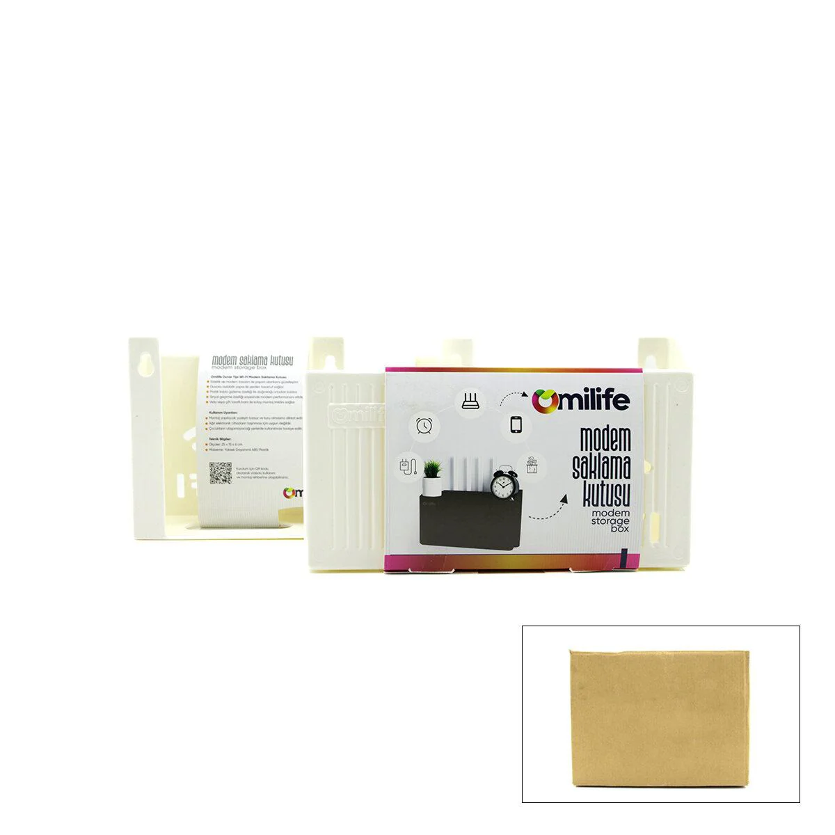 Plastik Modem Saklama Kutusu 25x15x6 cm - Duvara Monte Pratik Sak