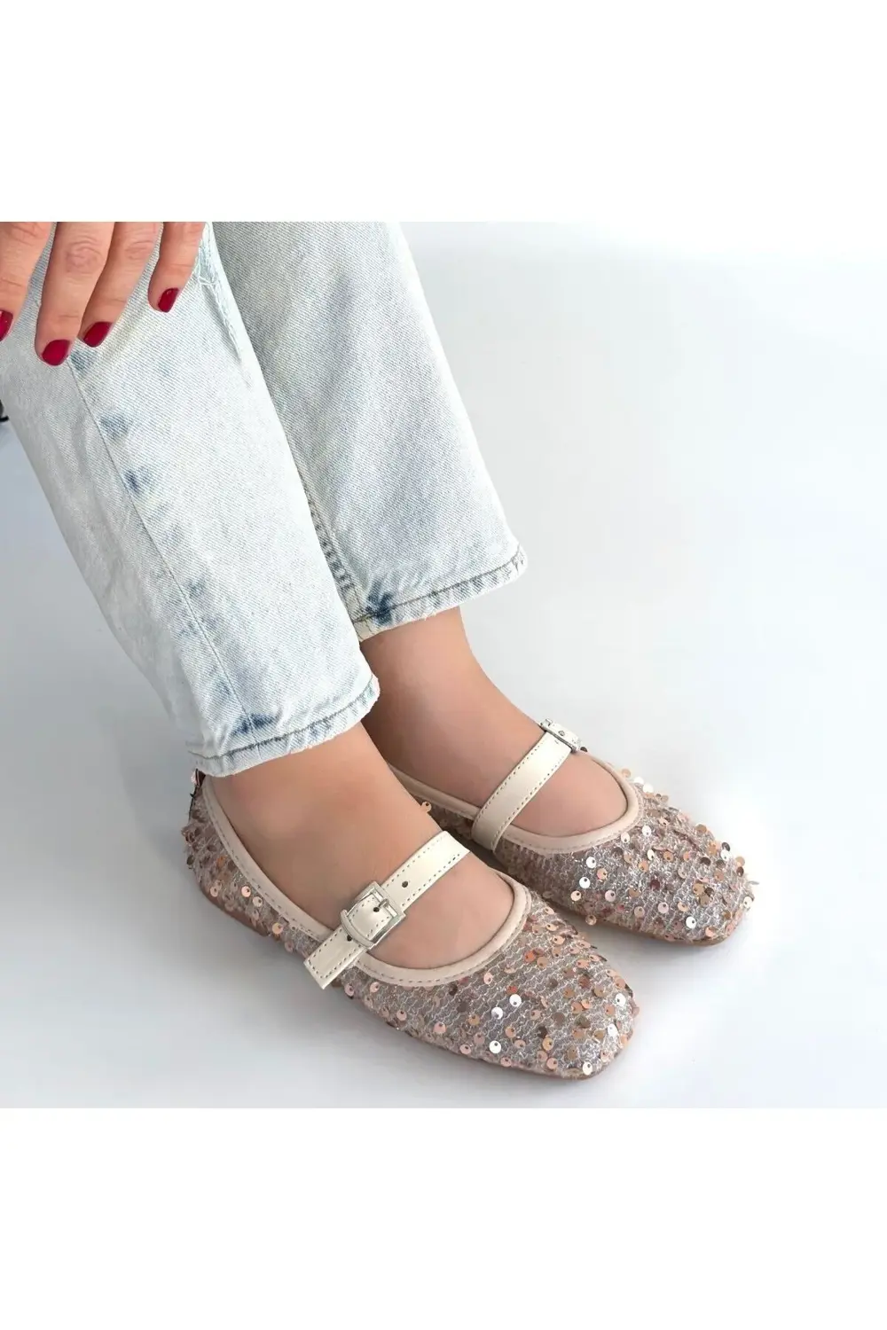 Moden Bej Süet Babae Ayakkabı Moden Bej Süet Babae Ayakkabı