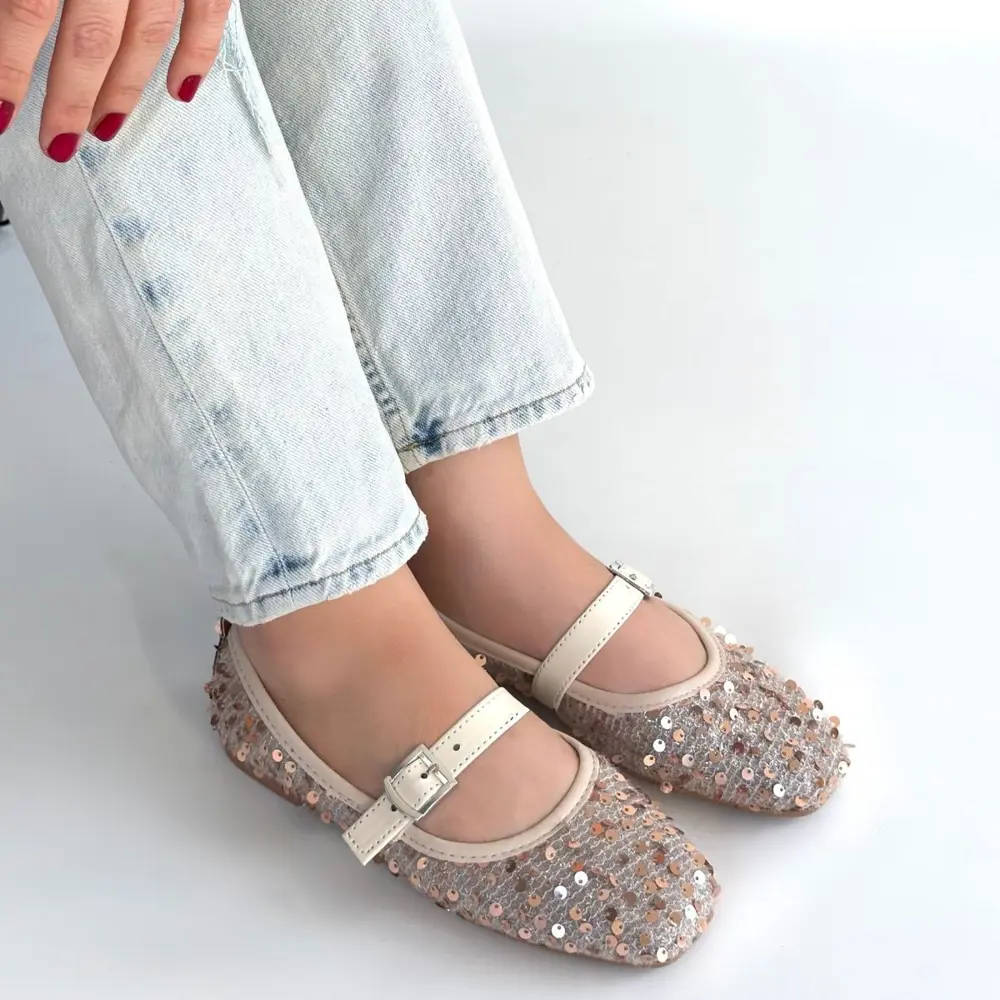 Moden Bej Süet Babet Ayakkabı Moden Bej Süet Babet Ayakkabı