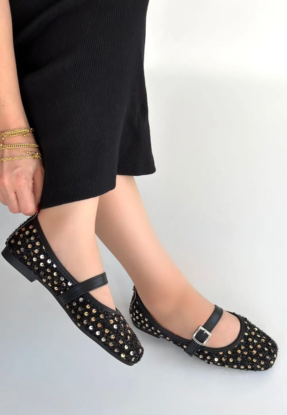 Moden Siyah Süet Babet Ayakkabı Moden Siyah Süet Babet Ayakkabı