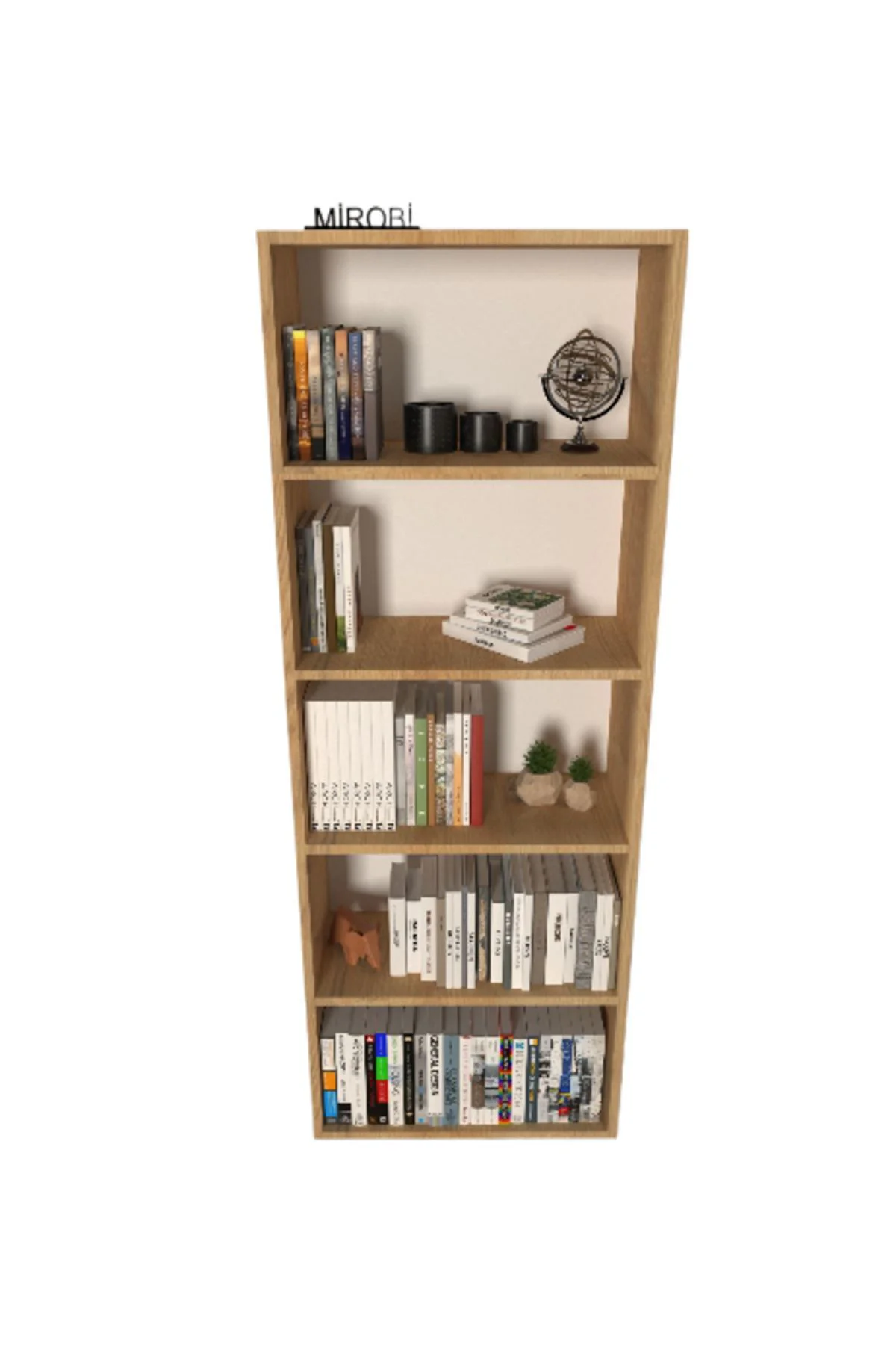 Modern 5 Raflı Kitaplık Dekoratif Kitaplık Çam
