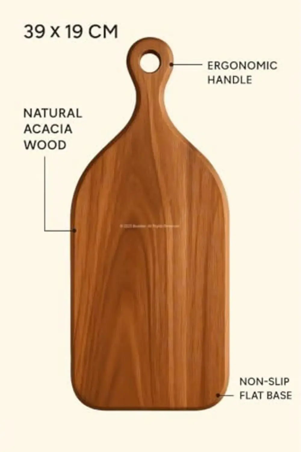 Modern Akasya Ağacı Kesme Tahtası 39x19 cm Ergonomik Asılabilir S