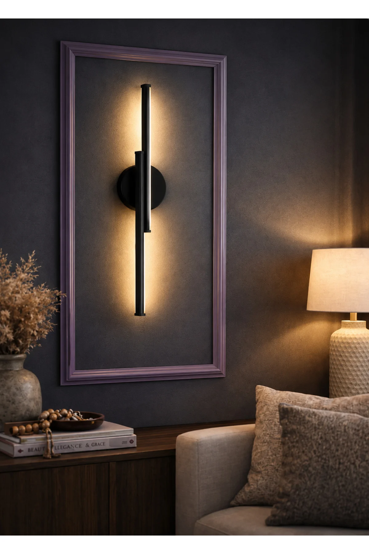 Modern Aplik Çift Yönlü Çubuk Led Siyah Günışığı Lineer Avize Armatür 70cm Çubuk Uzunluğu(pilli değildir)