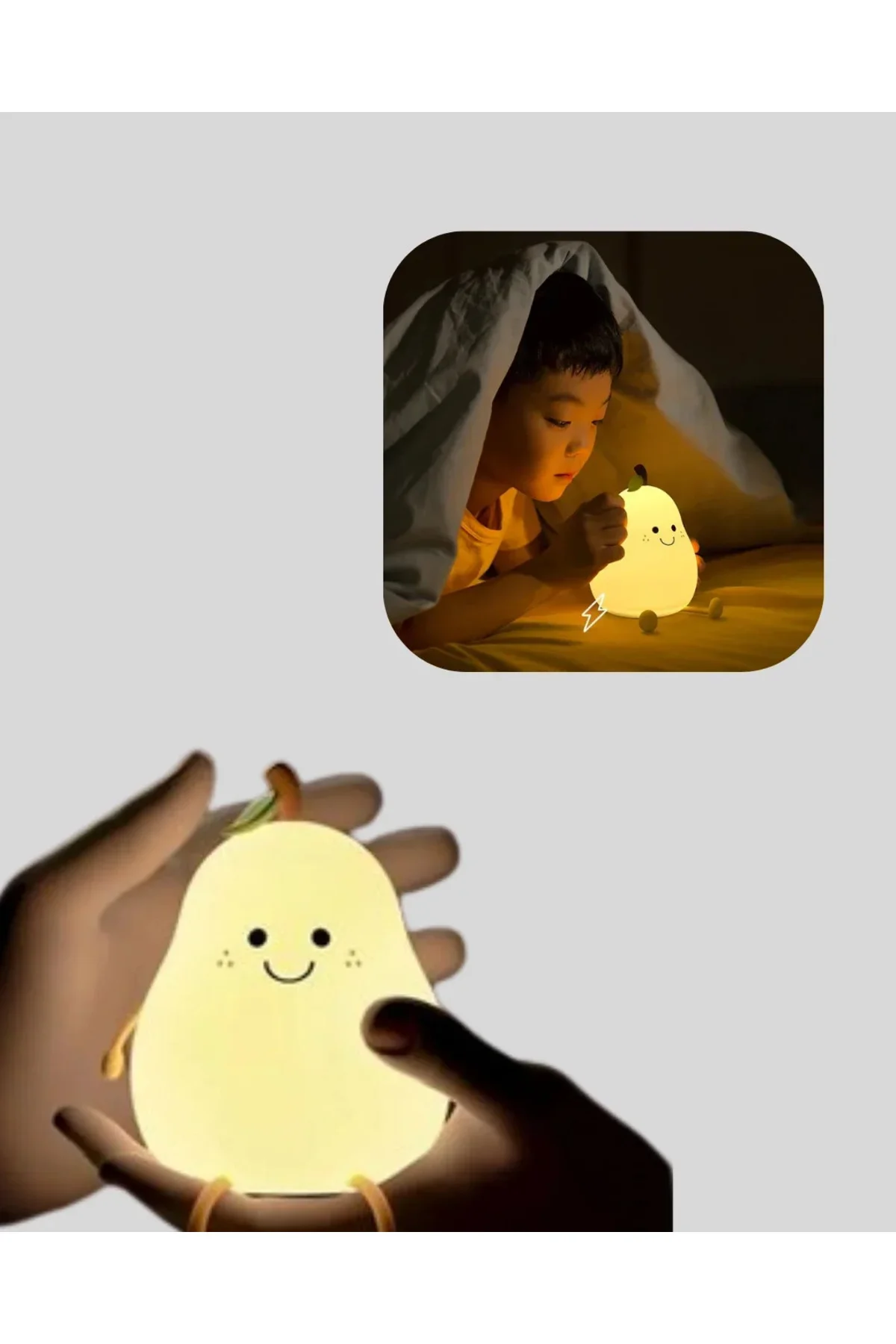 Modern Armut Gece Lambası Kablosuz Şarjlı LED Aydınlatma Modern Armut Gece Lambası Kablosuz Şarjlı LED Aydınlatma