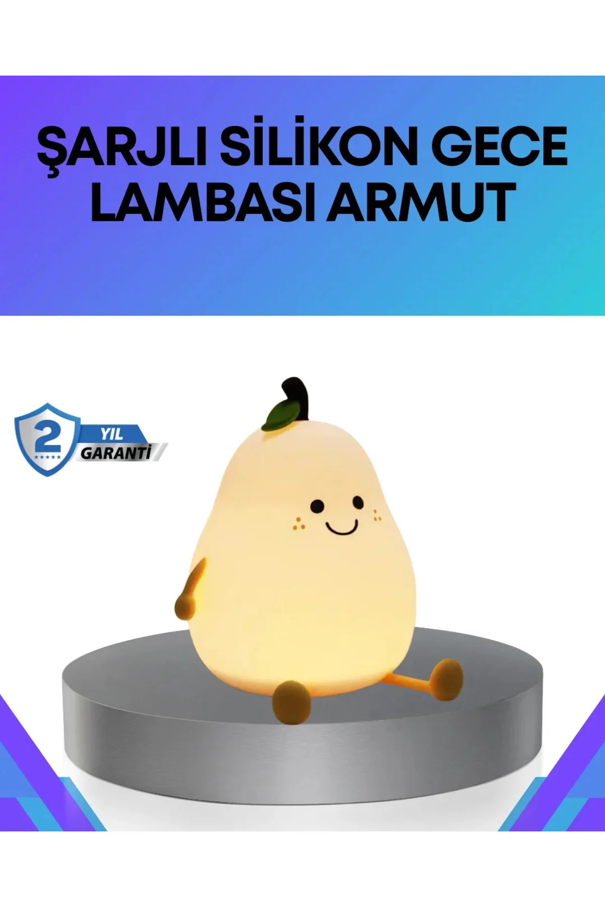Modern Armut Gece Lambası Kablosuz Şarjlı LED Aydınlatma Modern Armut Gece Lambası Kablosuz Şarjlı LED Aydınlatma