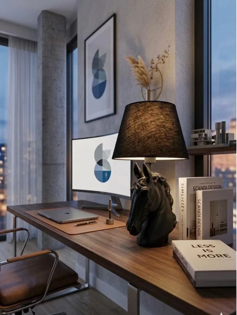 Modern At Abajur Siyah Büst Abajur  Heykel  – Siyah Şapka Dekorat