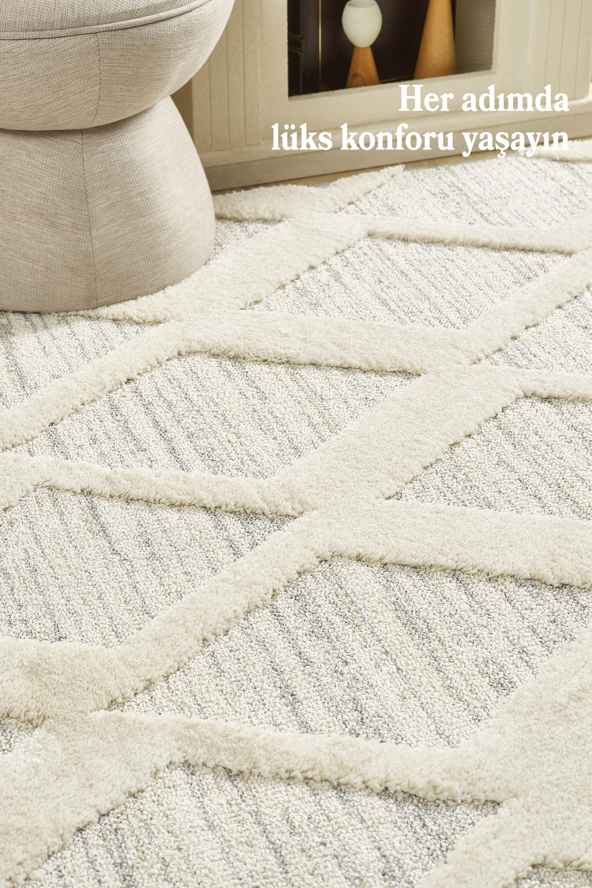 Anaska Home Modern Boho Halı Gri Halı Jüt Tabanlı Salon Oturma Odası Halısı Y