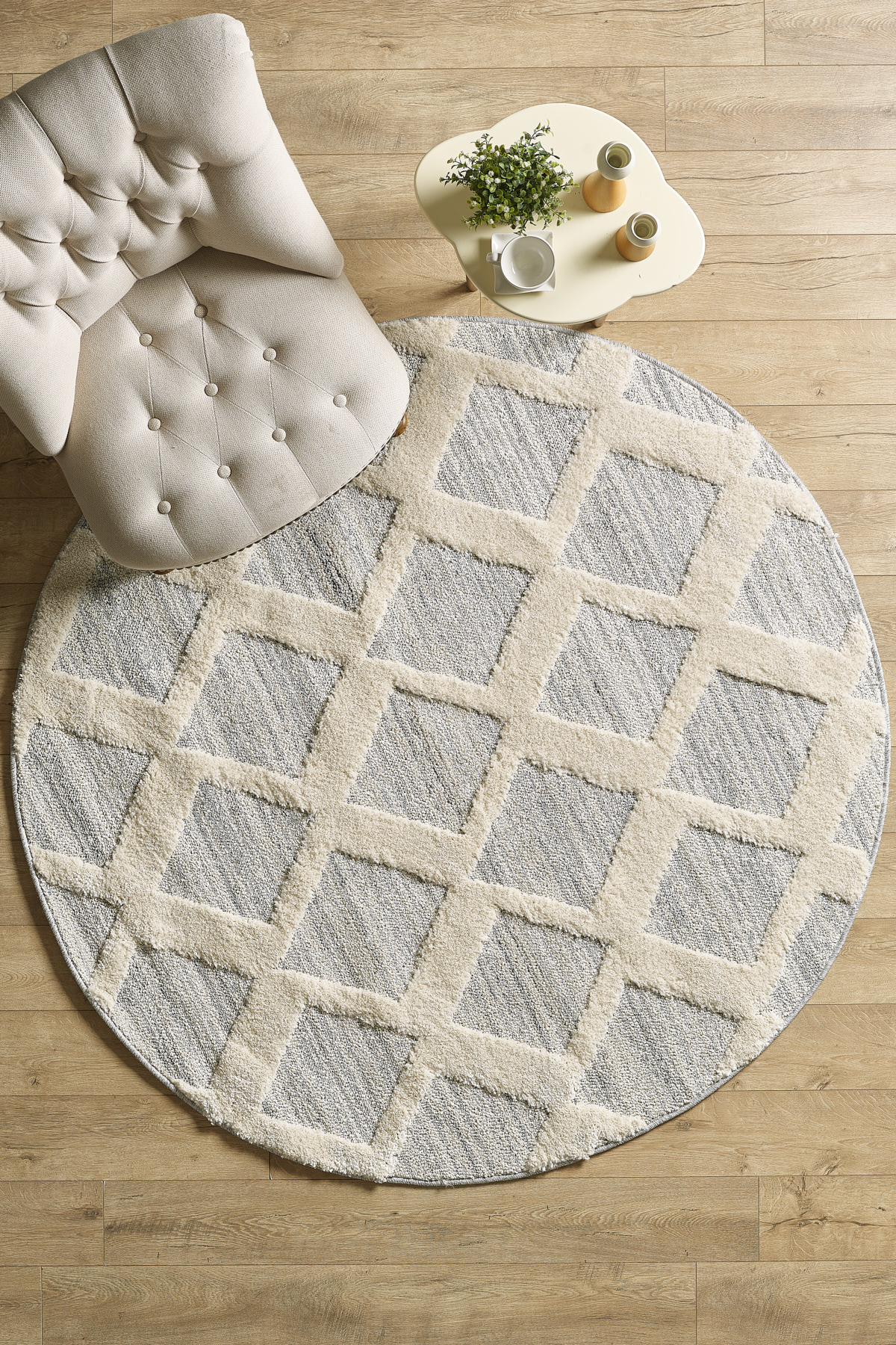 Anaska Home Modern Boho Halı Gri Halı Jüt Tabanlı Salon Oturma Odası Halısı Y