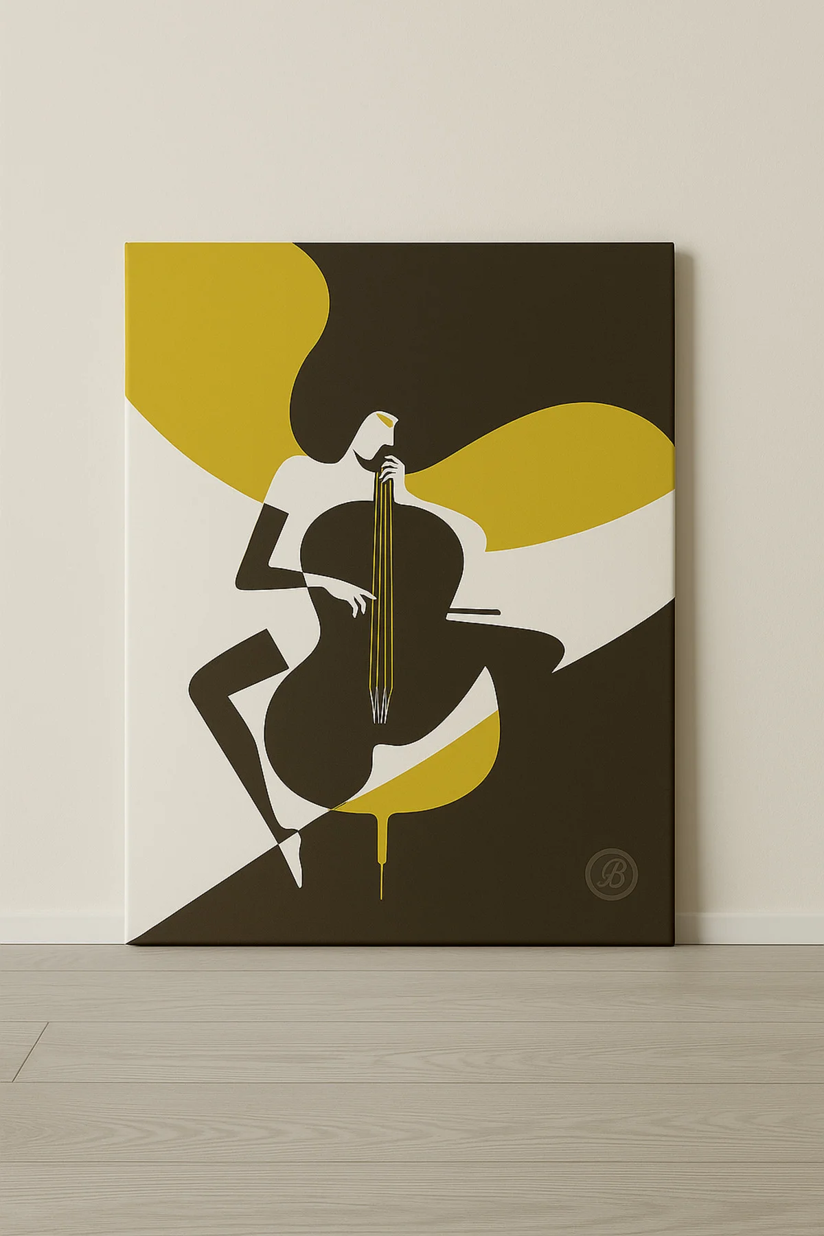 Modern Cello Silüeti Kanvas Tablo – Müzik Temalı Sanatsal Duvar D