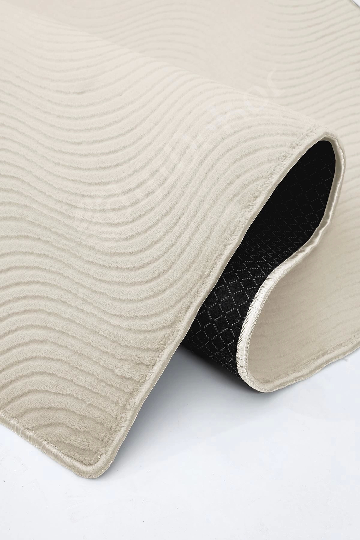 MODERN DALGALI TASARIMLI KREM RENKLİ Yıkanabilir Kaymaz Kesme HALI Yolluk 60x400