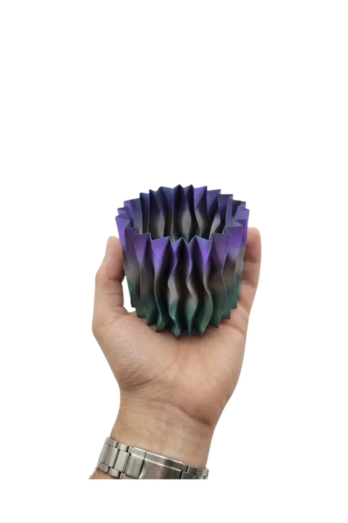 Modern Dalgalı Tasarımlı Mor 3d Dekoratif Vazo Ev Ofis Dekoru