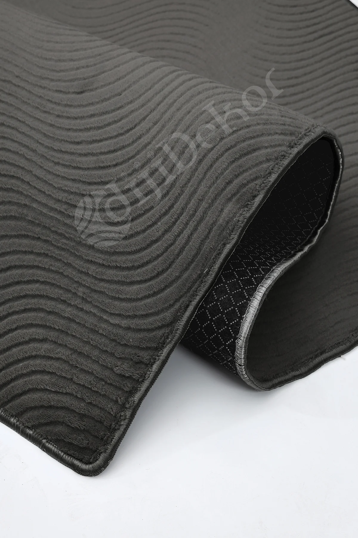 MODERN DALGALI TASARIMLI ANTRASİT RENKLİ Yıkanabilir Kaymaz Kesme HALI Yolluk 60x500 MODERN DALGALI TASARIMLI ANTRASİT RENKLİ Yıkanabilir Kaymaz Kesme HALI Yolluk 60x500