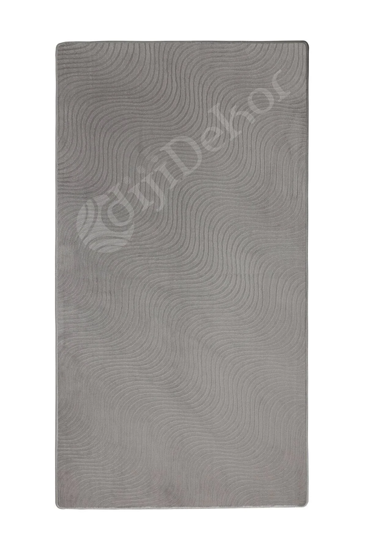 MODERN DALGALI TASARIMLI GRİ RENKLİ Yıkanabilir Kaymaz Kesme HALI Yolluk 80x300