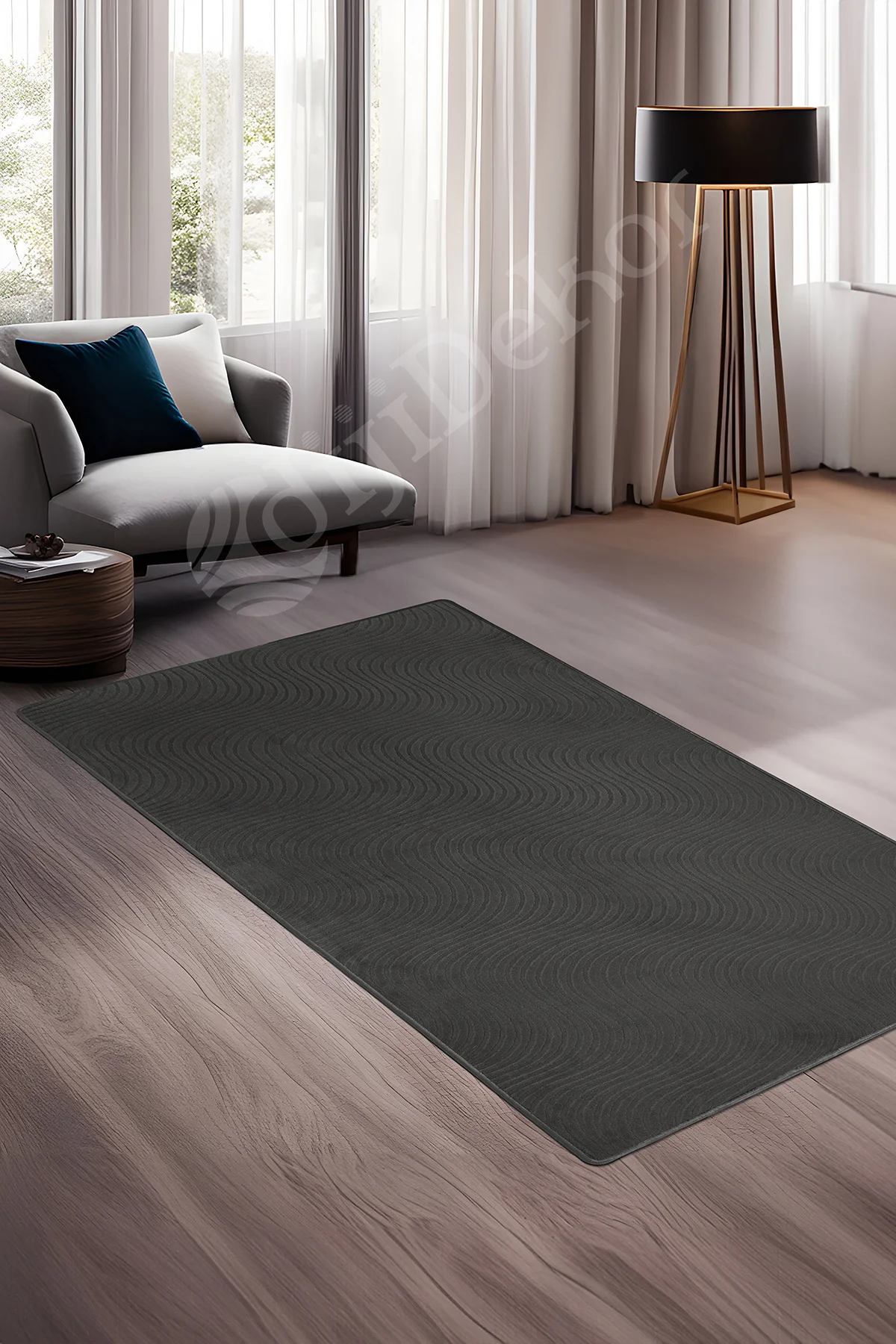 MODERN DALGALI TASARIMLI ANTRASİT RENKLİ Yıkanabilir Kaymaz Kesme HALI Yolluk 100x120 MODERN DALGALI TASARIMLI ANTRASİT RENKLİ Yıkanabilir Kaymaz Kesme HALI Yolluk 100x120