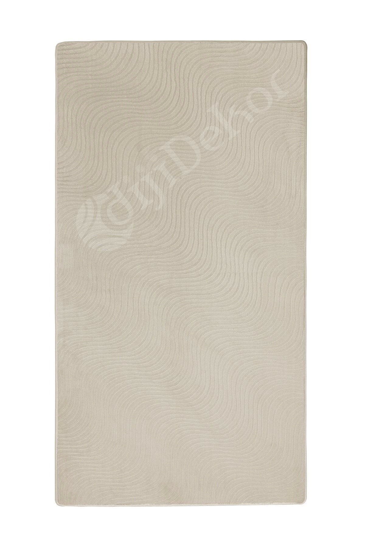 MODERN DALGALI TASARIMLI KREM RENKLİ Yıkanabilir Kaymaz Kesme HALI Yolluk 100x500