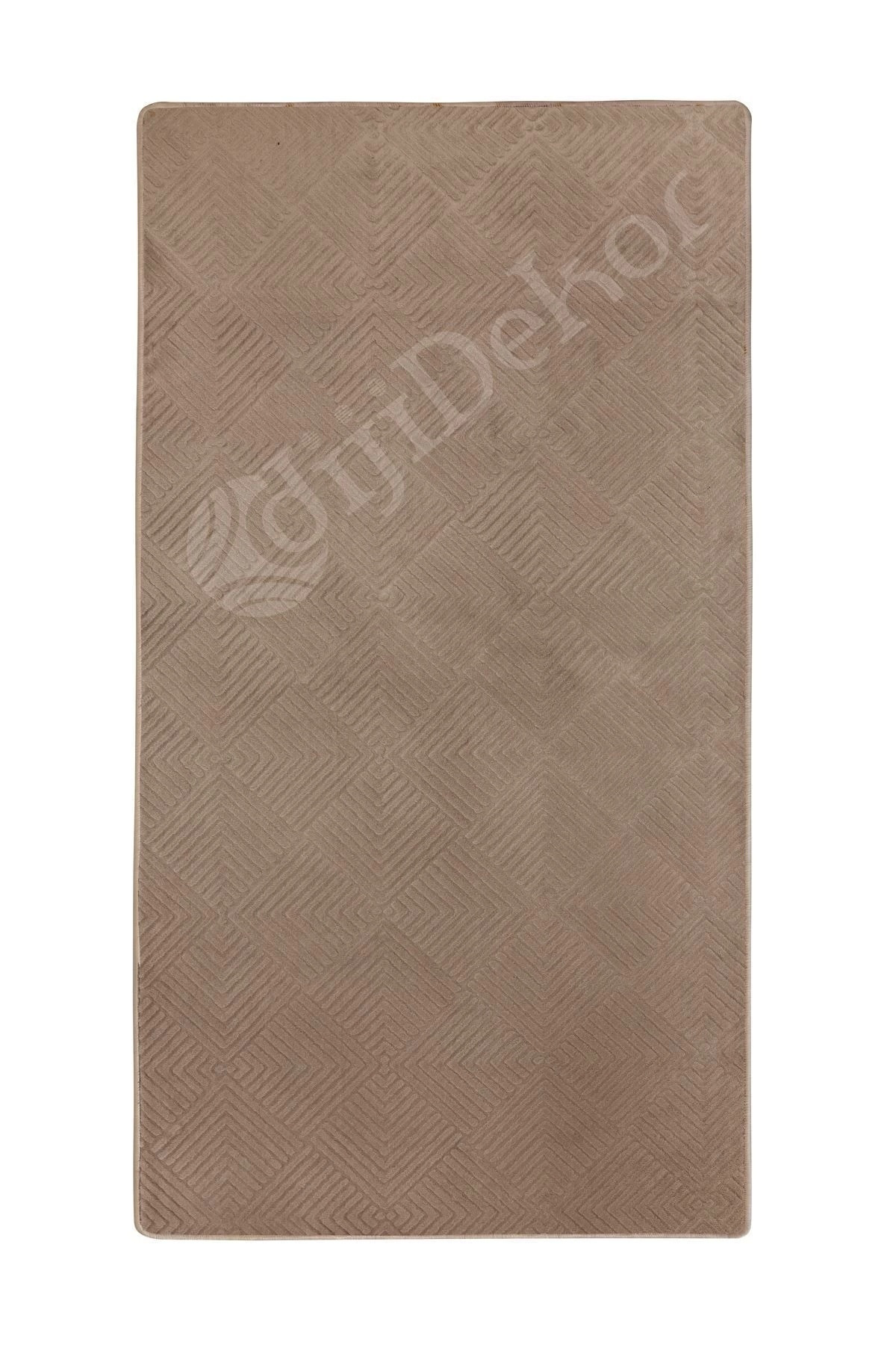 MODERN DAMA TASARIMLI KAHVE RENKLİ Yıkanabilir Kaymaz Kesme HALI Yolluk 100x300