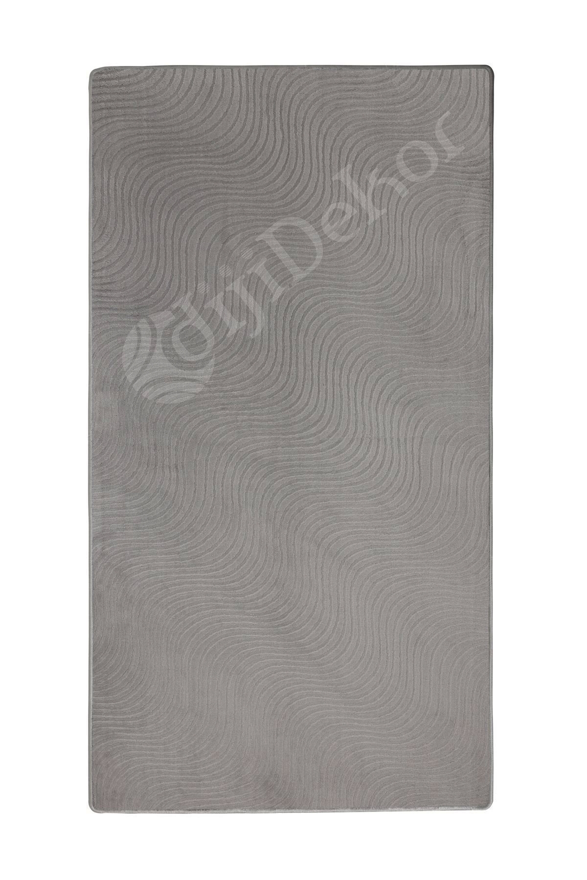 MODERN DAMA TASARIMLI GRİ RENKLİ Yıkanabilir Kaymaz Kesme HALI Yolluk 100x250