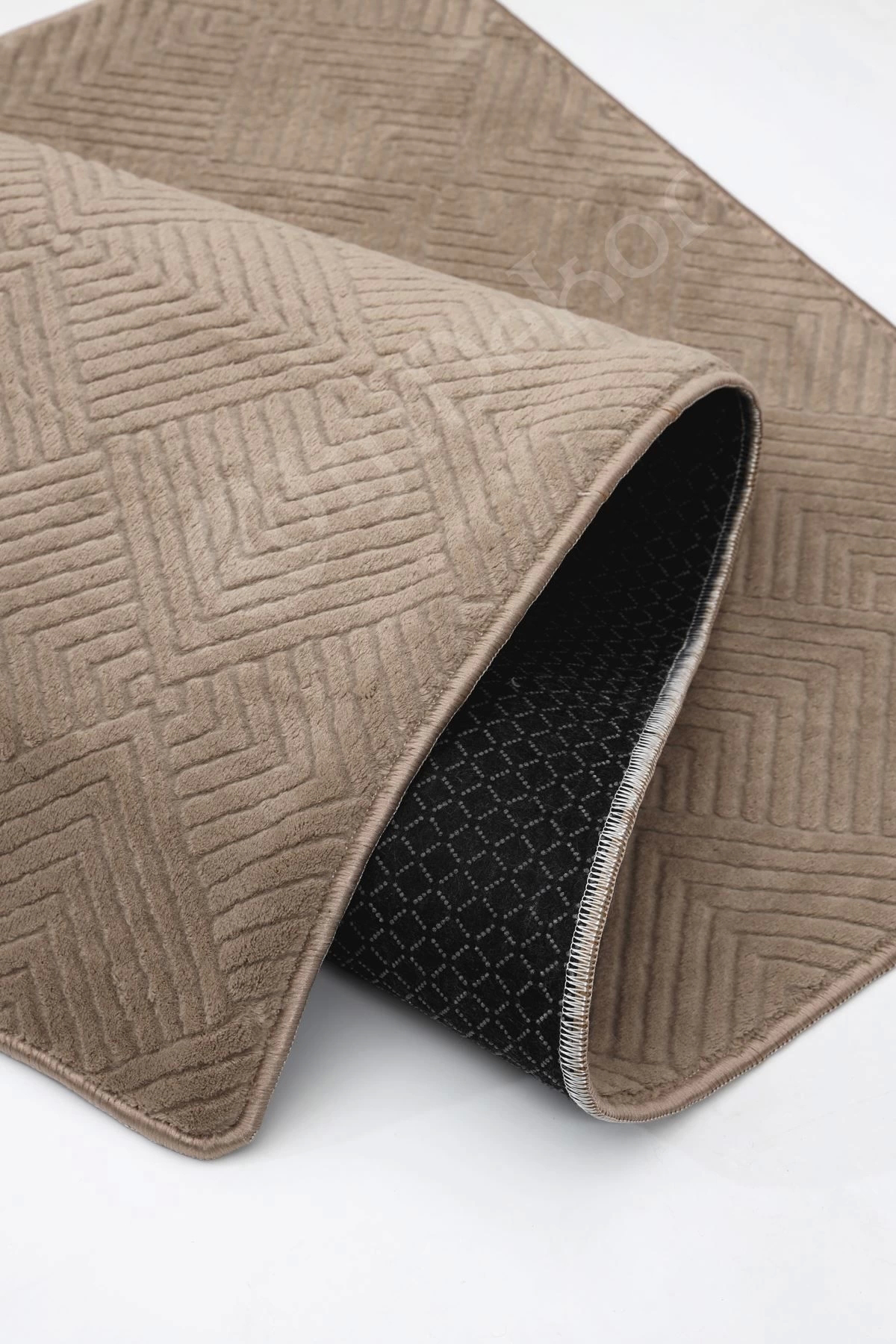 MODERN DAMA TASARIMLI KAHVE RENKLİ Yıkanabilir Kaymaz Kesme HALI Yolluk 100x350