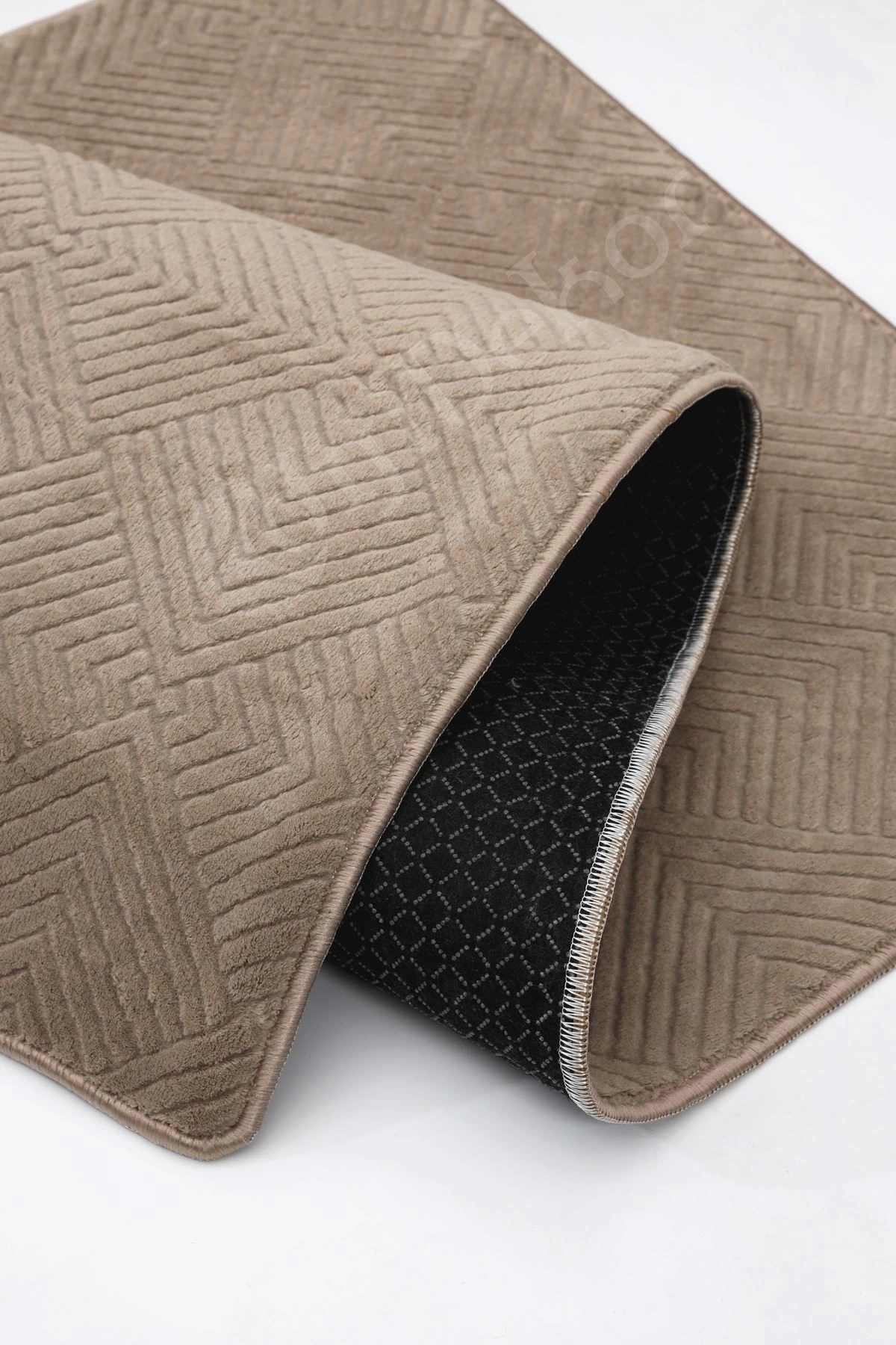 MODERN DAMA TASARIMLI KAHVE RENKLİ Yıkanabilir Kaymaz Kesme HALI Yolluk 100x300