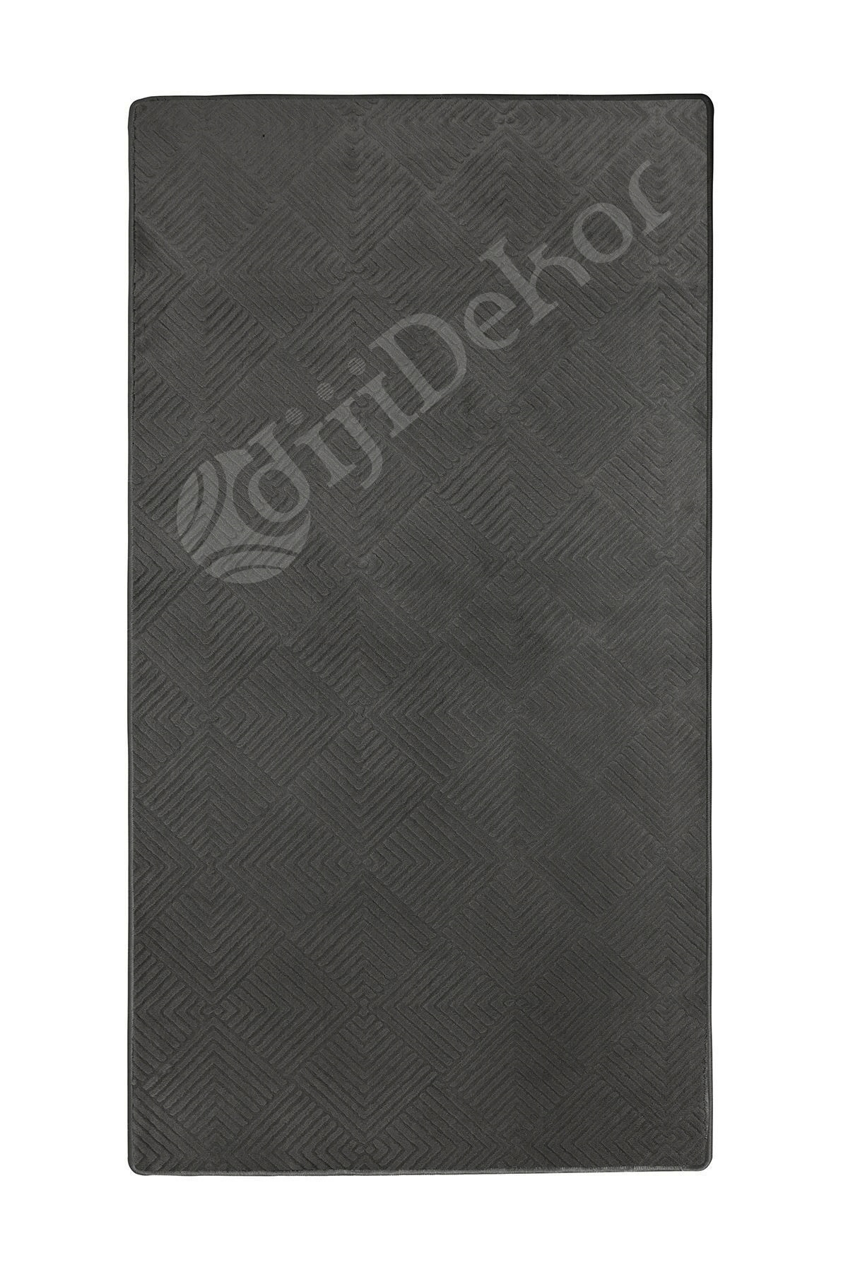 MODERN DAMA TASARIMLI ANTRASİT RENKLİ Yıkanabilir Kaymaz Kesme HALI Yolluk 100x150