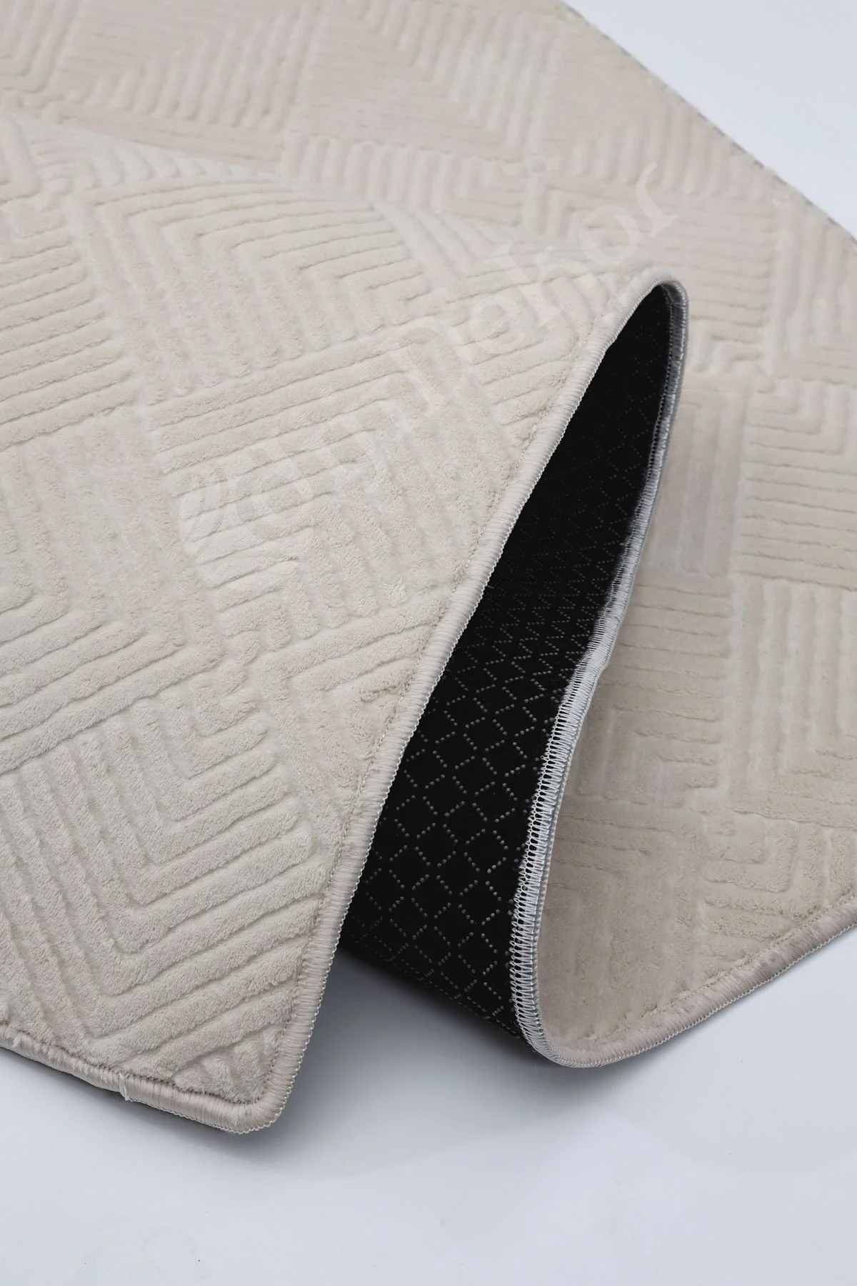MODERN DAMA TASARIMLI KREM RENKLİ Yıkanabilir Kaymaz Kesme HALI Yolluk 80x450 - Görsel 5