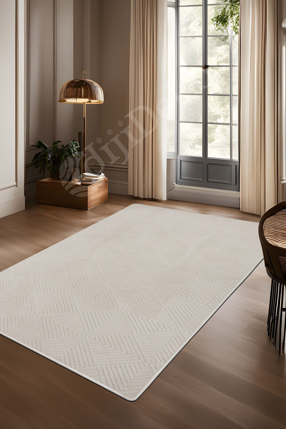 MODERN DAMA TASARIMLI KREM RENKLİ Yıkanabilir Kaymaz Kesme HALI Yolluk 60x350
