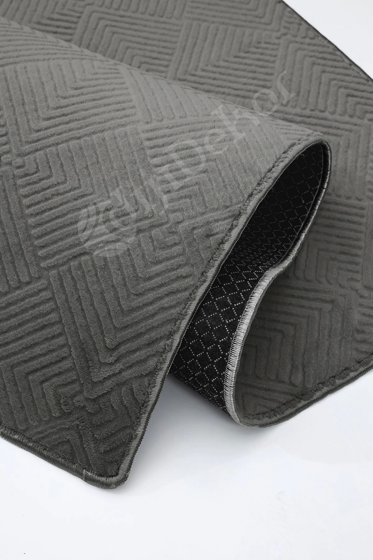 MODERN DAMA TASARIMLI ANTRASİT RENKLİ Yıkanabilir Kaymaz Kesme HALI Yolluk 100x400