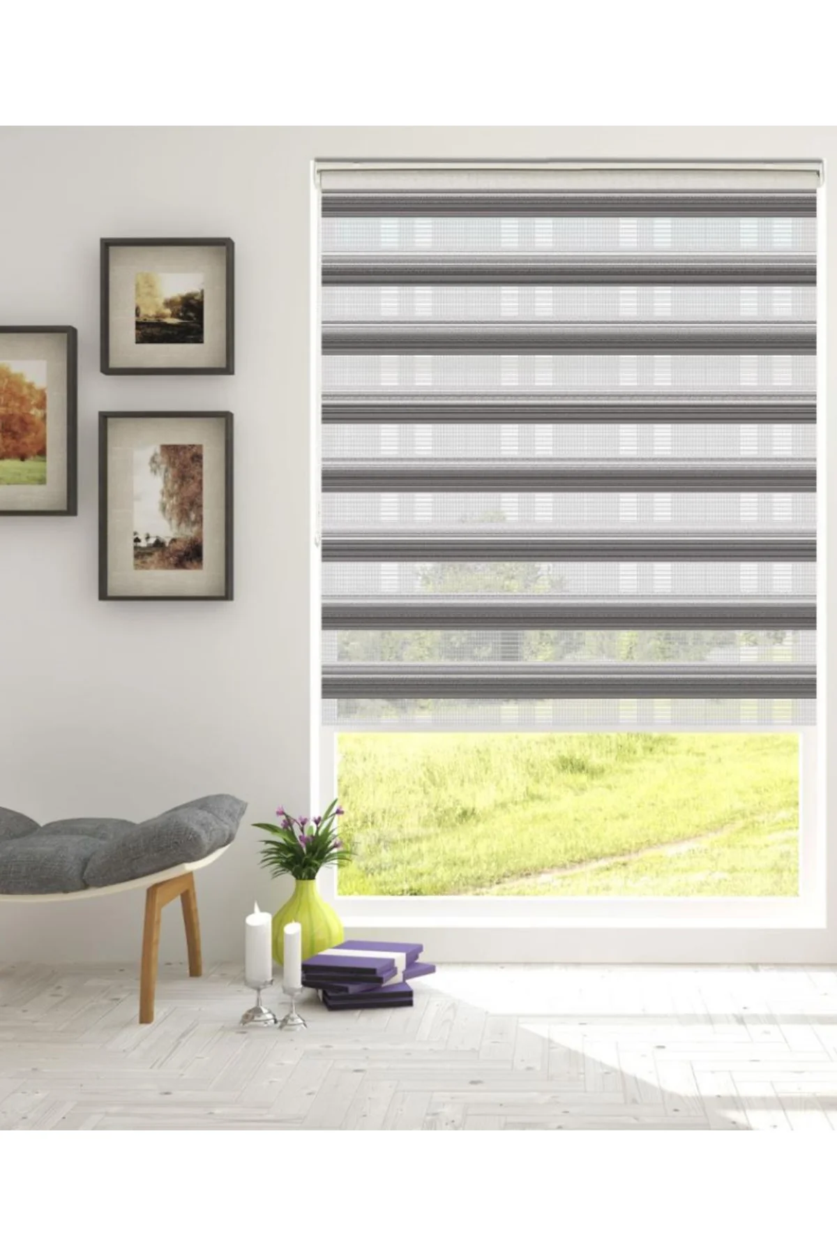 Modern Degrade Pliseli Zebra Stor Perde , Alüminyum Kasalı Yüksek