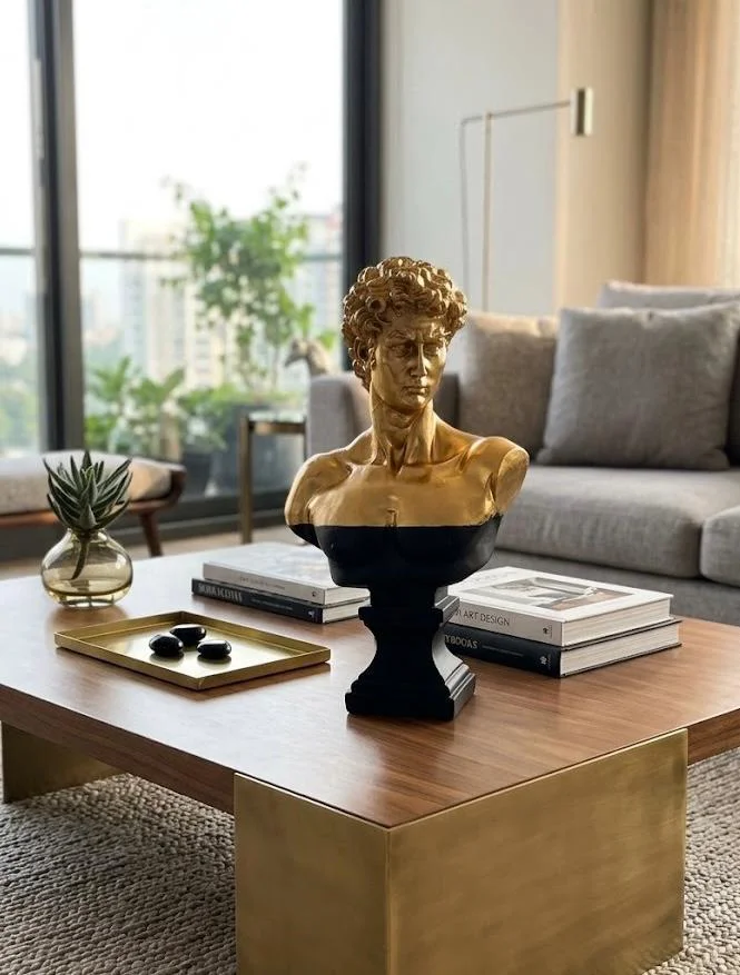 Modern Dekoratif Biblo – Gold Siyah Detay David/ Davut Heykeli, S Modern Dekoratif Biblo – Gold Siyah Detay David/ Davut Heykeli, S