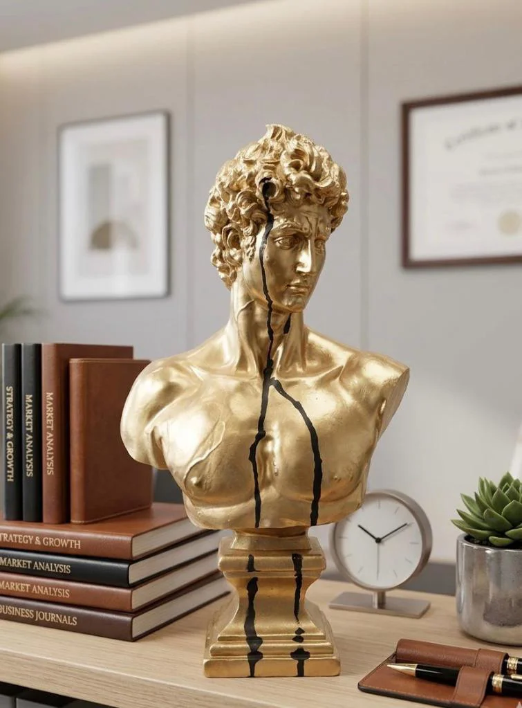 Modern Dekoratif Biblo – Gold Siyah Detay David/ Davut Heykeli, S Modern Dekoratif Biblo – Gold Siyah Detay David/ Davut Heykeli, S