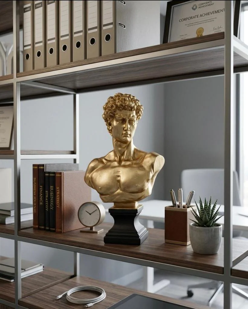 Modern Dekoratif Biblo – Gold Siyah Detay David/ Davut Heykeli, S