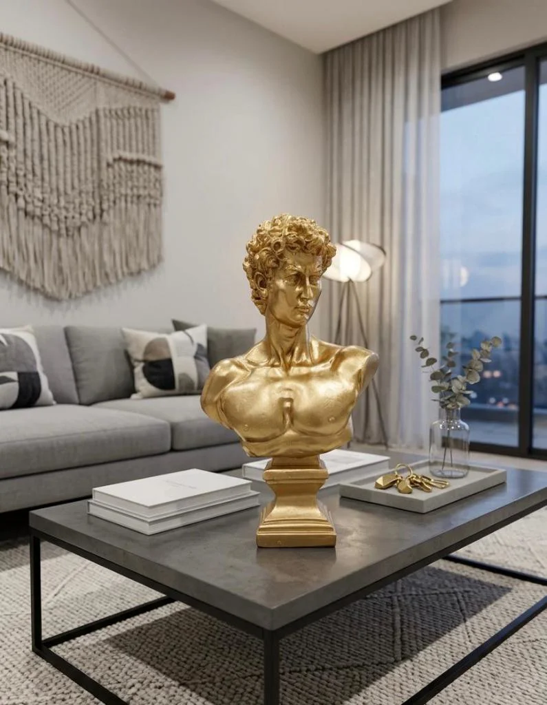 Modern Dekoratif Biblo – Gold  David/ Davut Heykeli, Salon Konsol