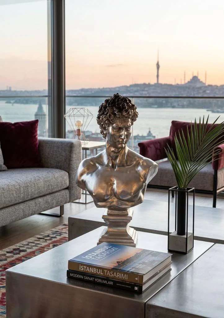Modern Dekoratif Biblo –  Gümüş  David/ Davut Heykeli, Salon Kons