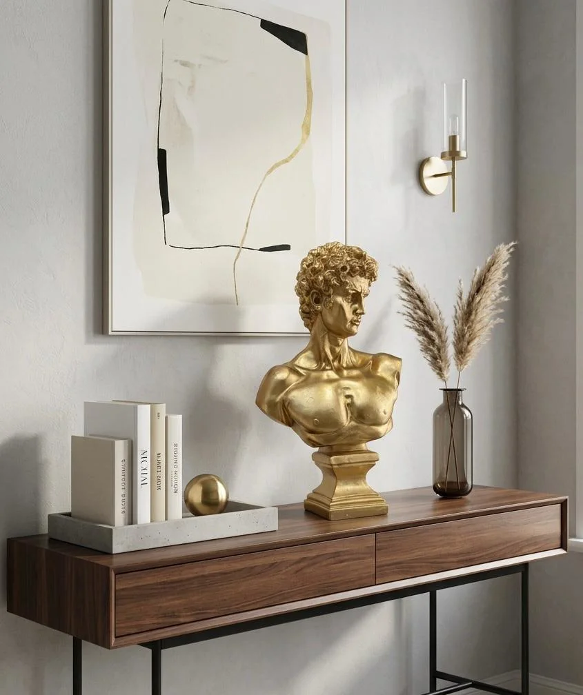 Modern Dekoratif Biblo – Gold  David/ Davut Heykeli, Salon Konsol