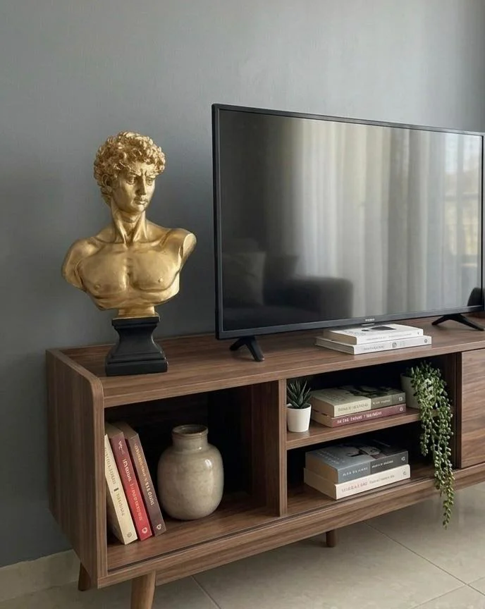 Modern Dekoratif Biblo – Gold Siyah Detay David/ Davut Heykeli, S