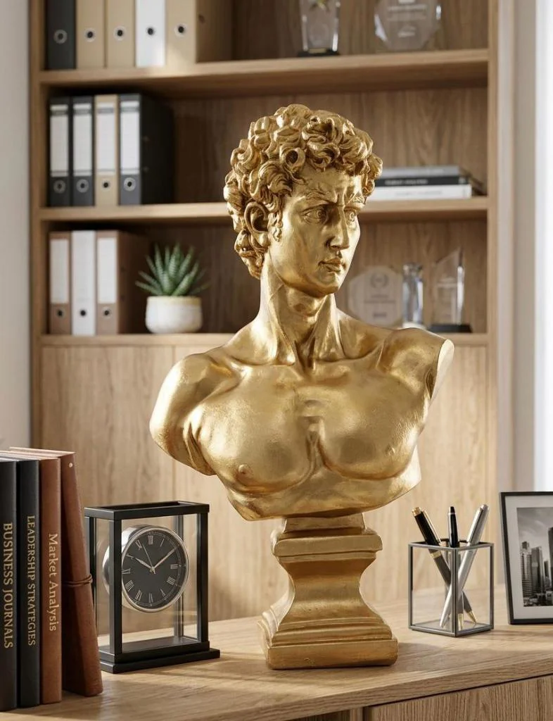 Modern Dekoratif Biblo – Gold  David/ Davut Heykeli, Salon Konsol