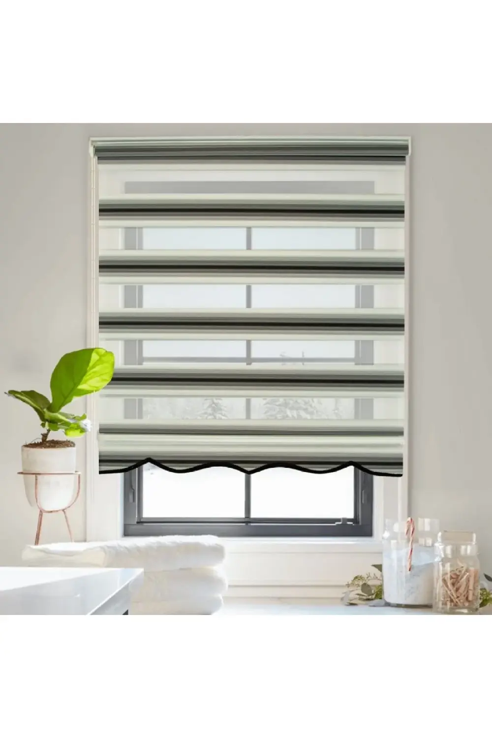 Modern Dekoratif Degrade Renk Geçişli Zebra Stor Perde Alüminyum