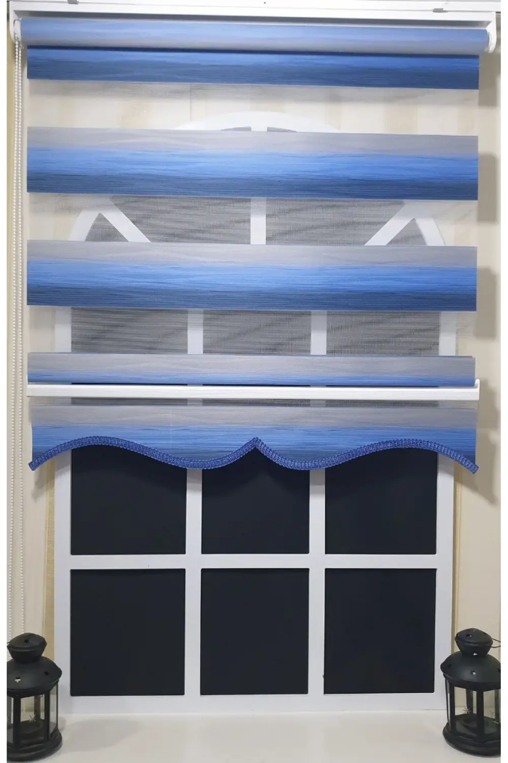 Modern Dekoratif Degrade Zebra Stor Perde Alüminyum Kasalı Yüksek