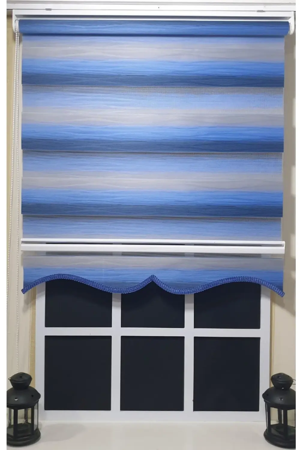 Modern Dekoratif Degrade Zebra Stor Perde Alüminyum Kasalı Yüksek