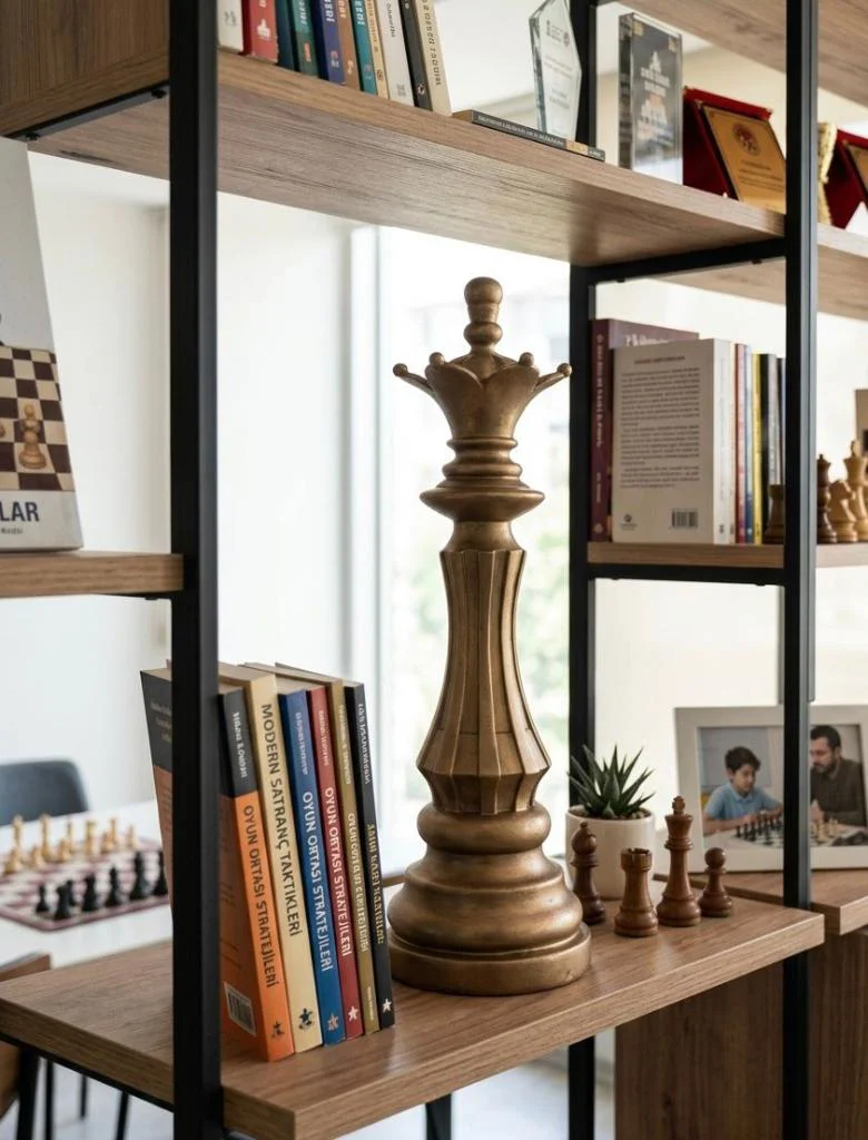 Modern Dekoratif Satranç Vezir Gold  Biblo